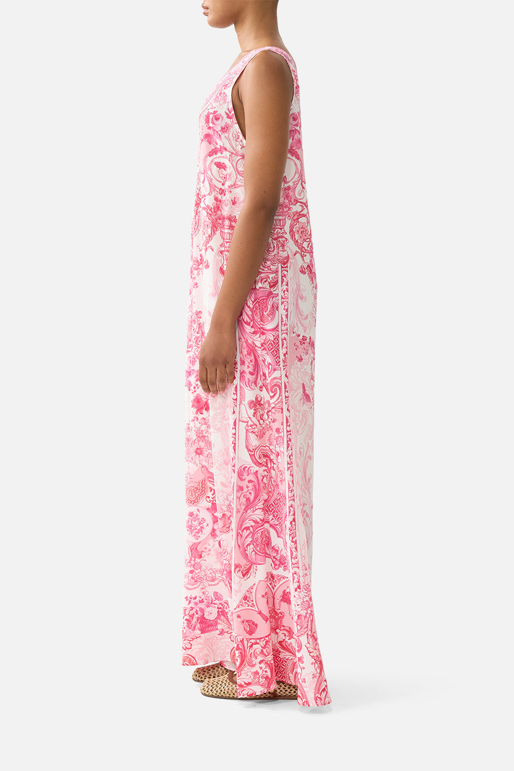 V NECK FLARED JUMPSUIT LIVIN LA VIDA ROSA