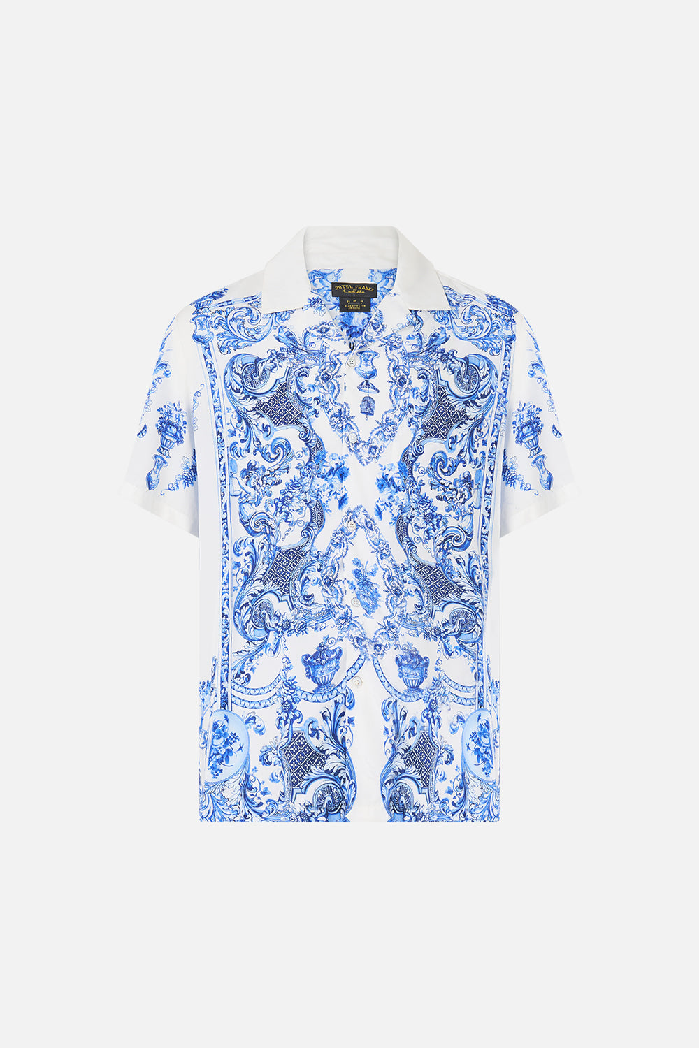 The CAMILLA GATHER WAIST SHORT DRESS CERAMIC PANORAMIC in our  print.