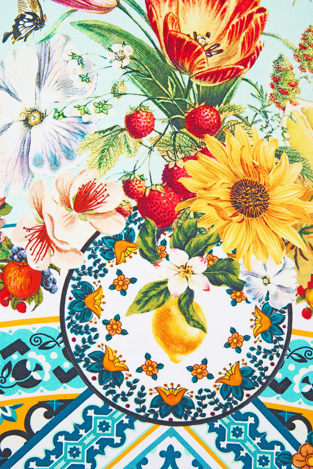The CAMILLA HIGH WAISTED BIKINI BOTTOM W SKIRT THE PORCELAIN PARLOUR in our  print.