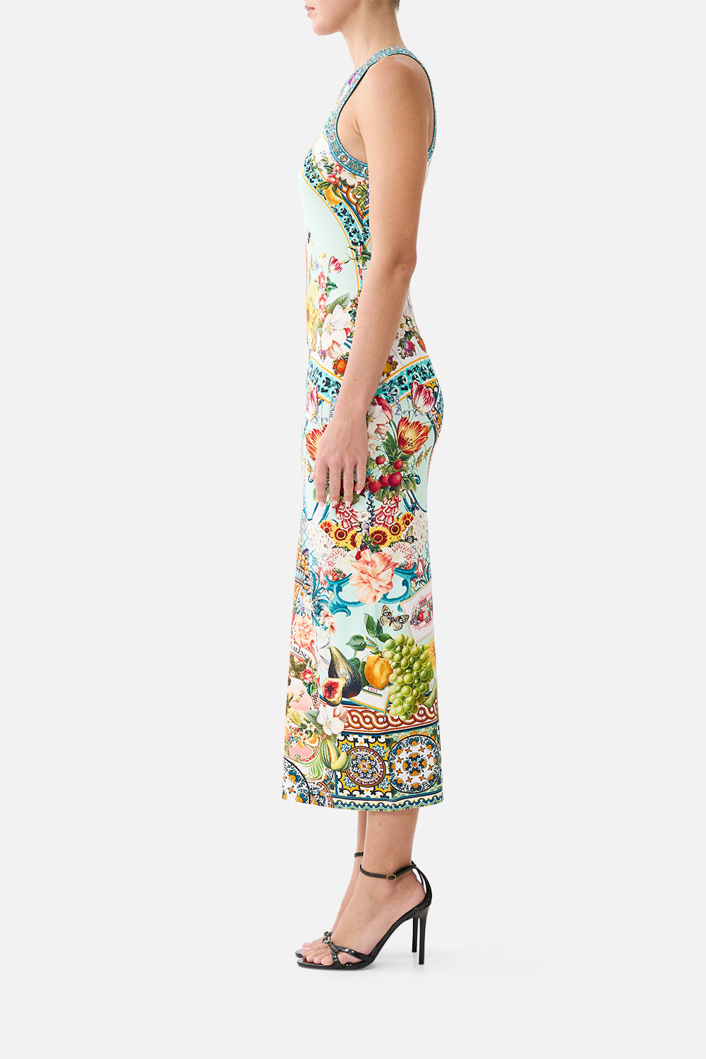 The CAMILLA DRAWSTRING POUCH WITH FRINGING MEET ME AT THE MET in our  print.
