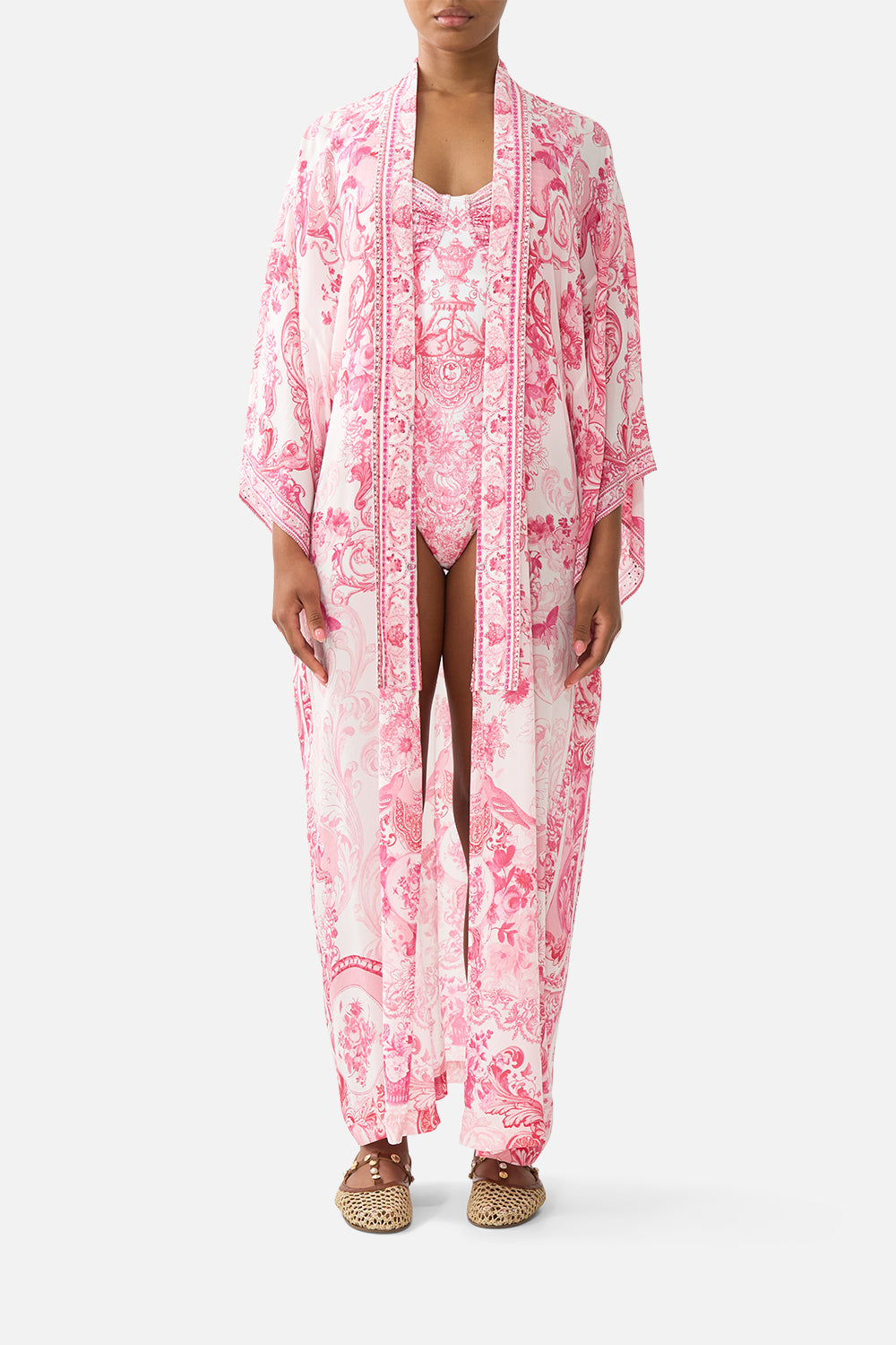 The CAMILLA CROP RUFFLE TOP MILLAMORPHOSIS in our  print.