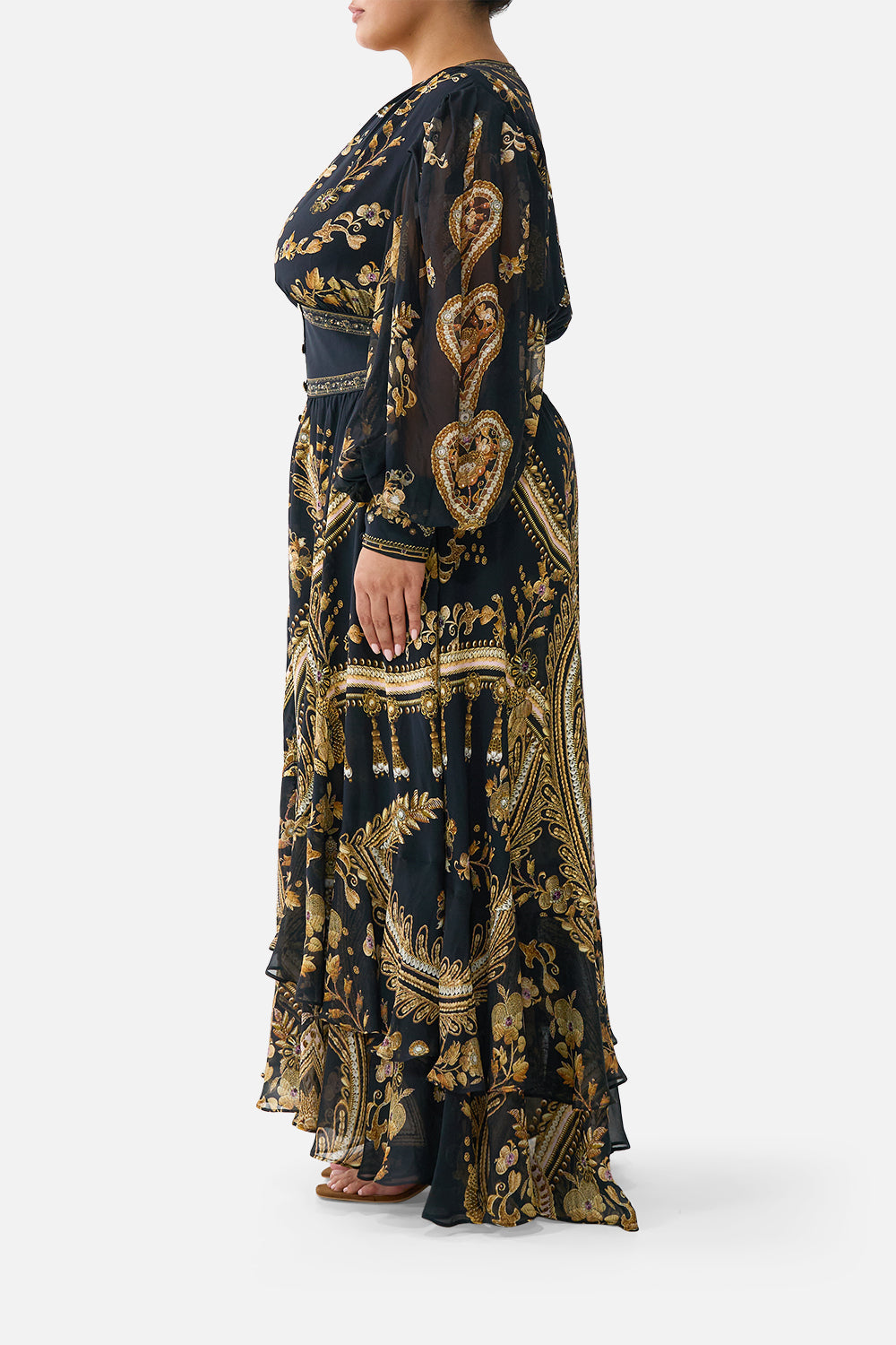 The CAMILLA LONG BUTTON FRONT DRESS ART FOR THE EMPRESS in our  print.