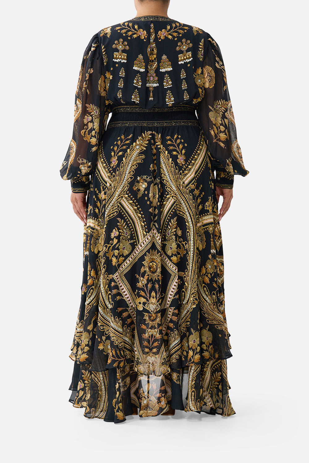 The CAMILLA LONG BUTTON FRONT DRESS ART FOR THE EMPRESS in our  print.
