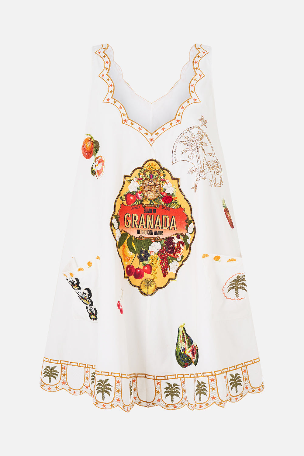 The CAMILLA PUFF SLEEVE SHIRT DRESS PAINTED PRAYERS in our  print.