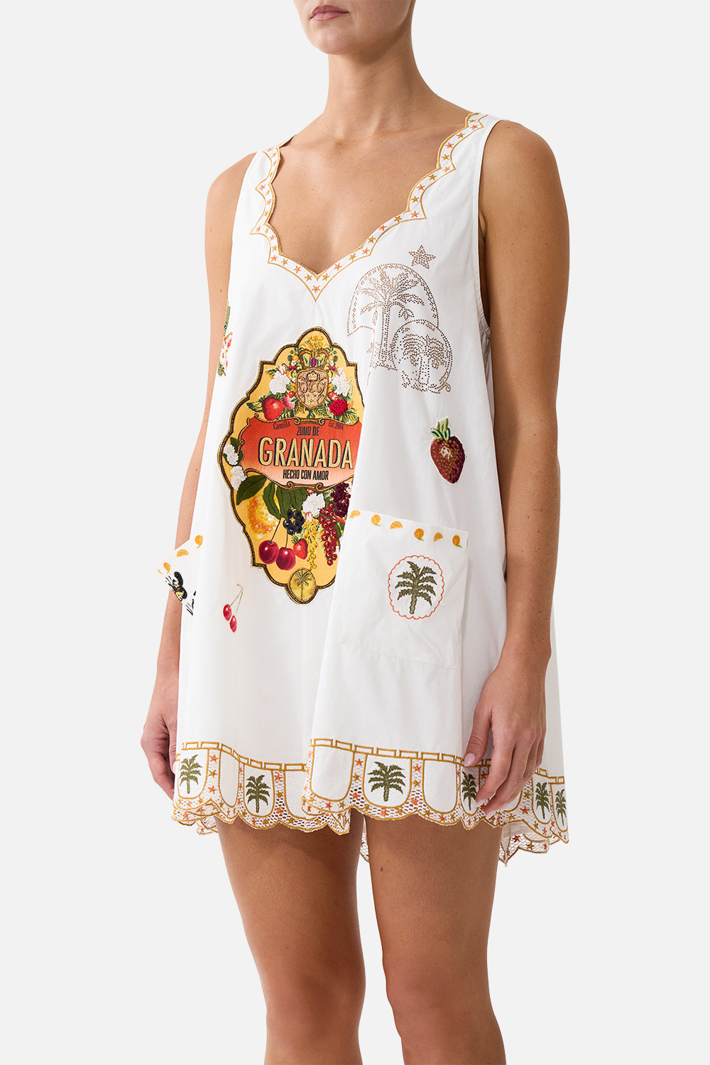 The CAMILLA PUFF SLEEVE SHIRT DRESS PAINTED PRAYERS in our  print.