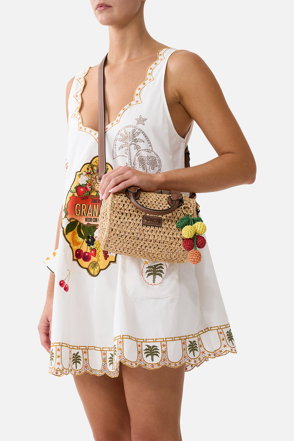 The CAMILLA OFF SHOULDER GATHERED JERSEY DRESS MIDSUMMER MASTERPIECE in our  print.