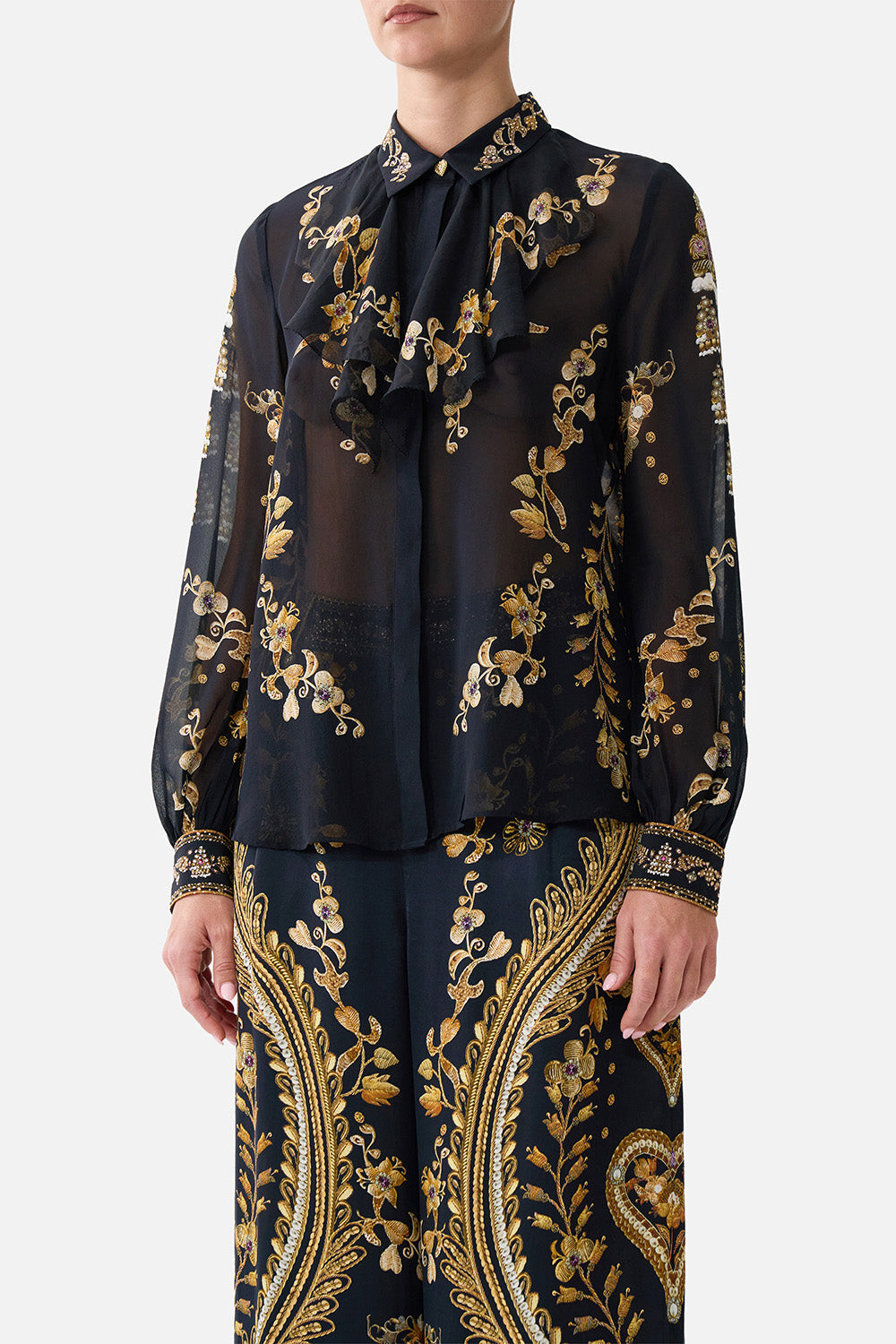 The CAMILLA WIDE LEG WAISTED PANT IN THE HEART OF ART in our IN THE HEART OF ART print.
