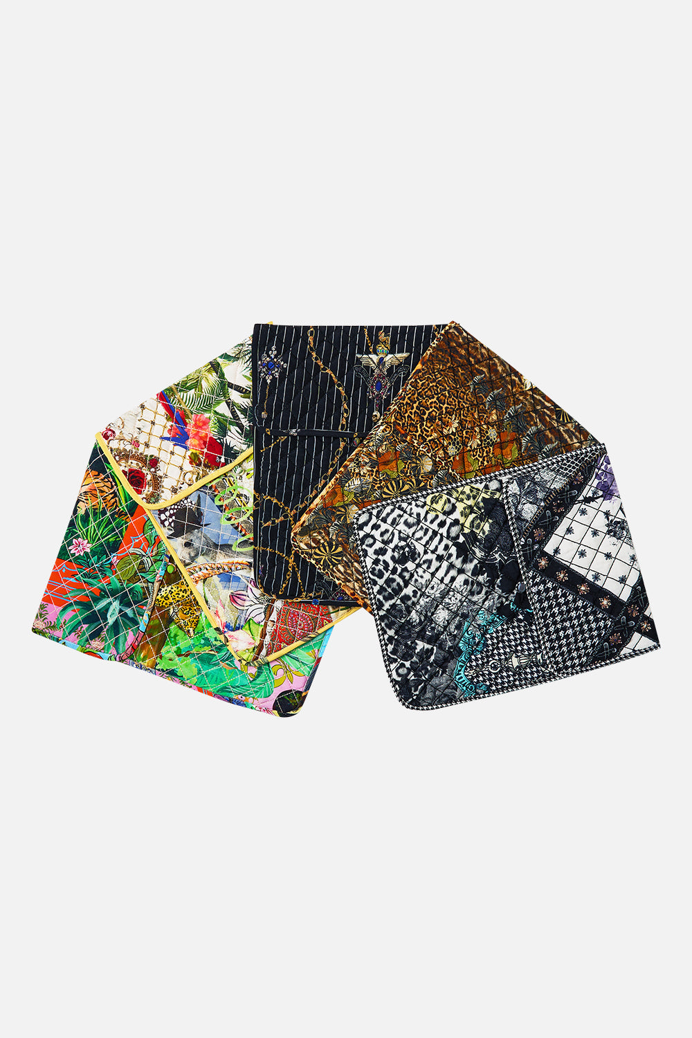 The CAMILLA SMALL CANVAS CLUTCH TILED IN TIME in our  print.