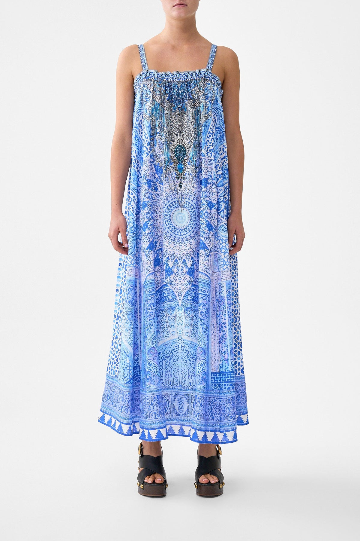 ELASTIC BODICE MIDI DRESS THE BOSPHOROUS