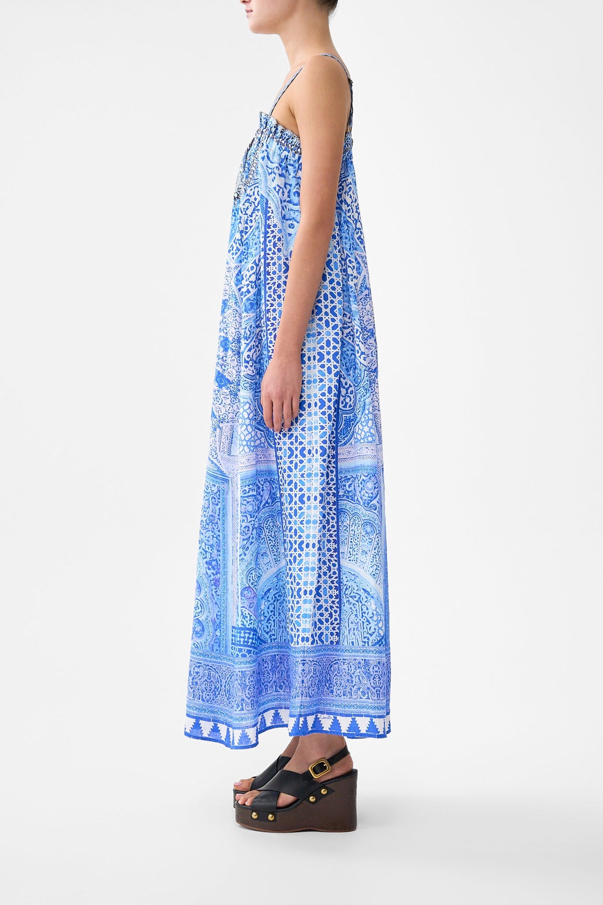 ELASTIC BODICE MIDI DRESS THE BOSPHOROUS