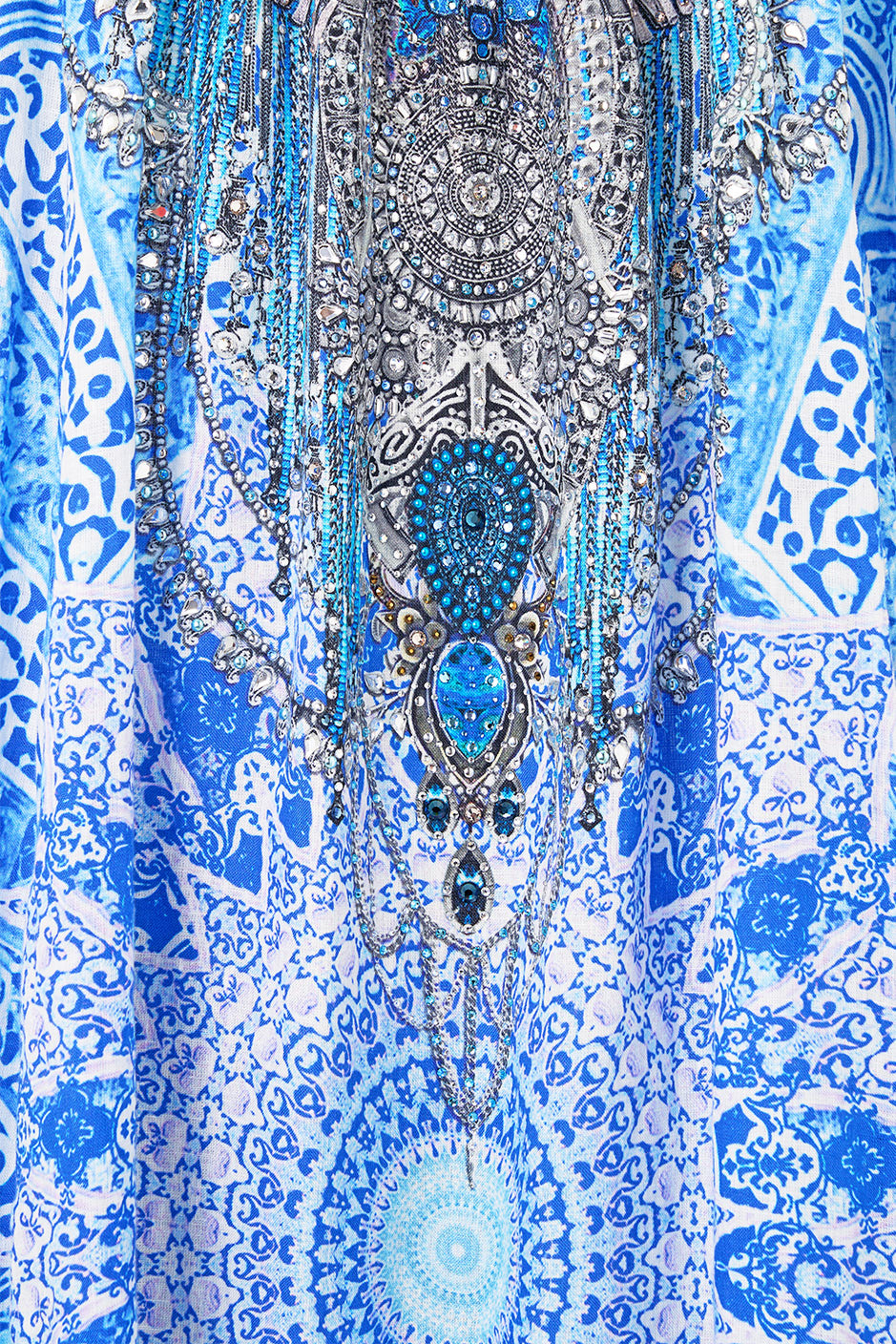 The CAMILLA MINI SHIRT DRESS WITH FEATHERS AMULETS AND ALCHEMY in our  print.