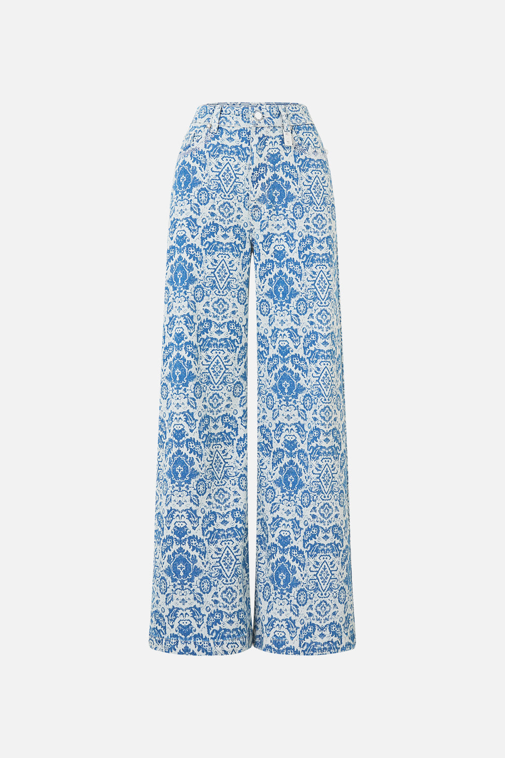 The CAMILLA SHORT SLEEVE CAMP COLLARED SHIRT FLAMENCO EUPHORIA in our  print.