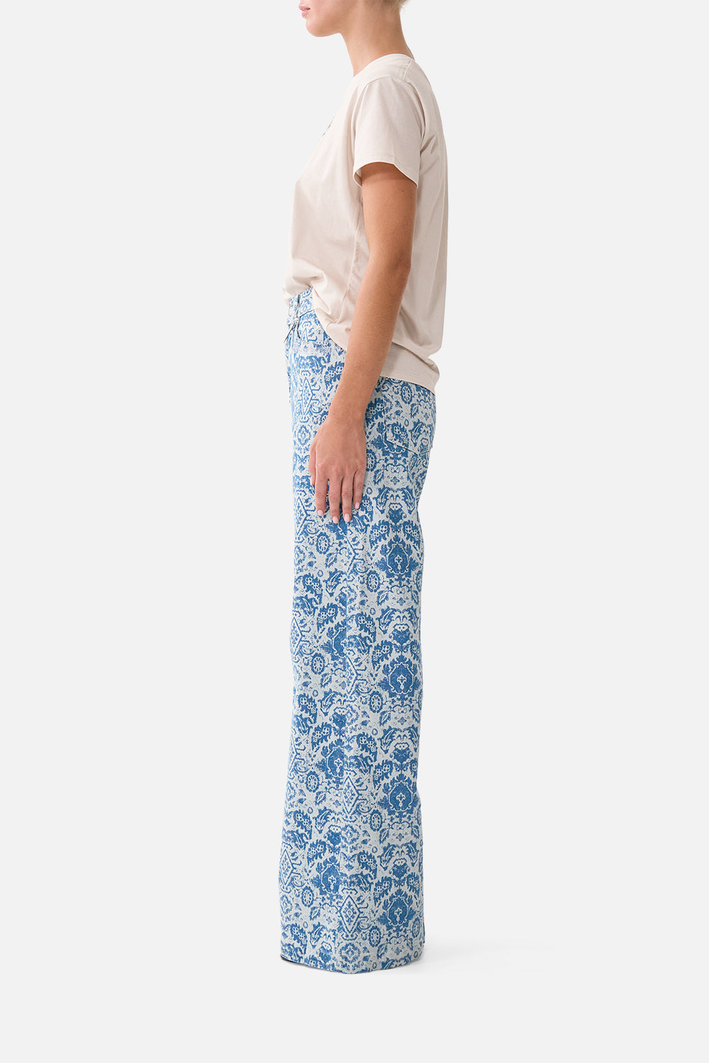 The CAMILLA SHORT SLEEVE CAMP COLLARED SHIRT FLAMENCO EUPHORIA in our  print.