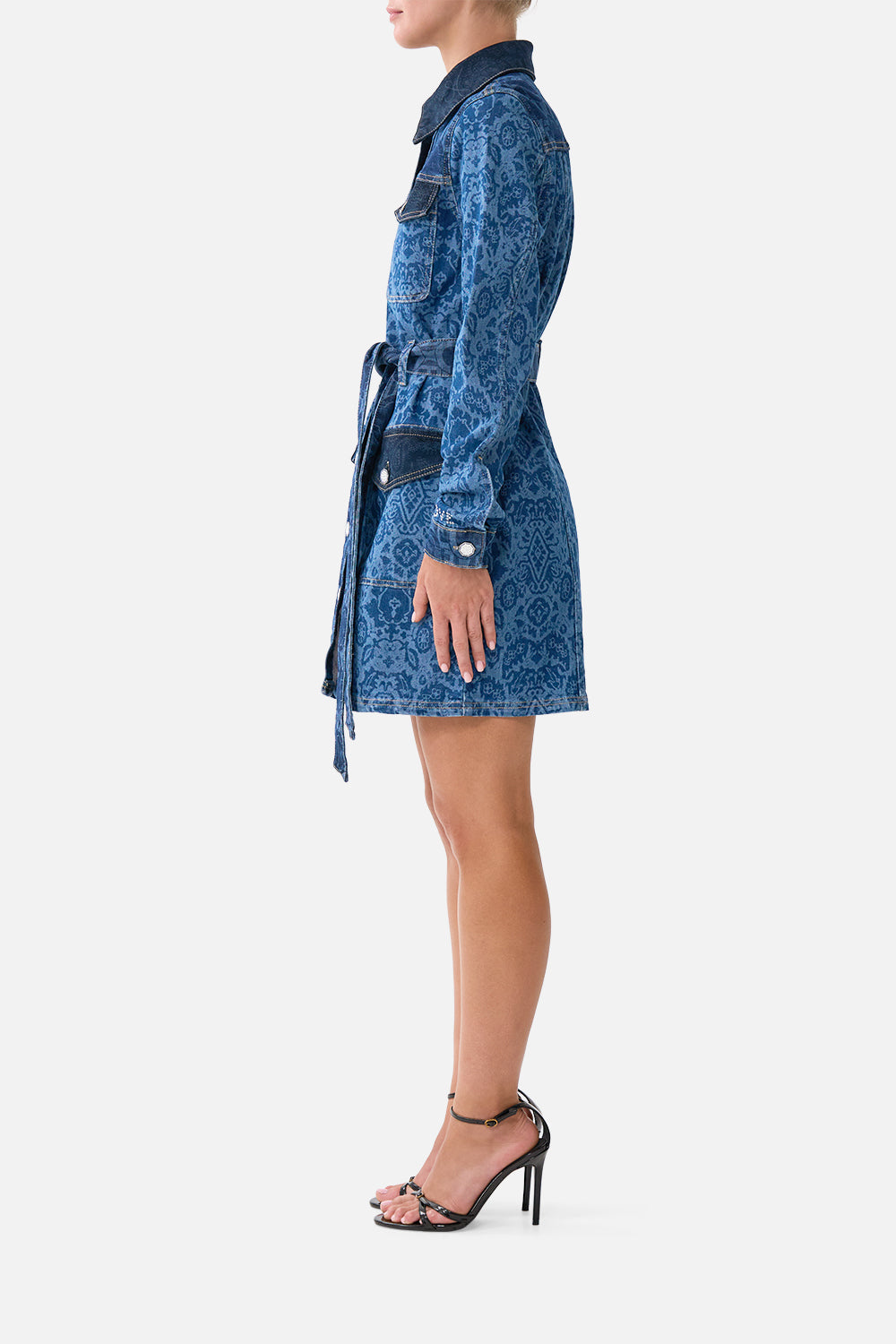 The CAMILLA ONE SHOULDER DRESS WITH BLOUSON SLEEVE THE CALL OF CATALONIA in our  print.