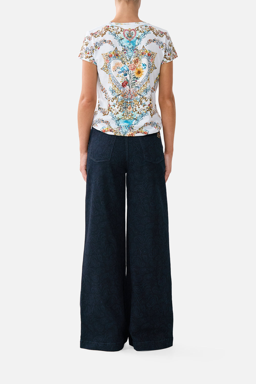 The CAMILLA MID LENGTH BOARDSHORT WITH ELASTIC WAIST FLAMENCO EUPHORIA in our FLAMENCO EUPHORIA print.