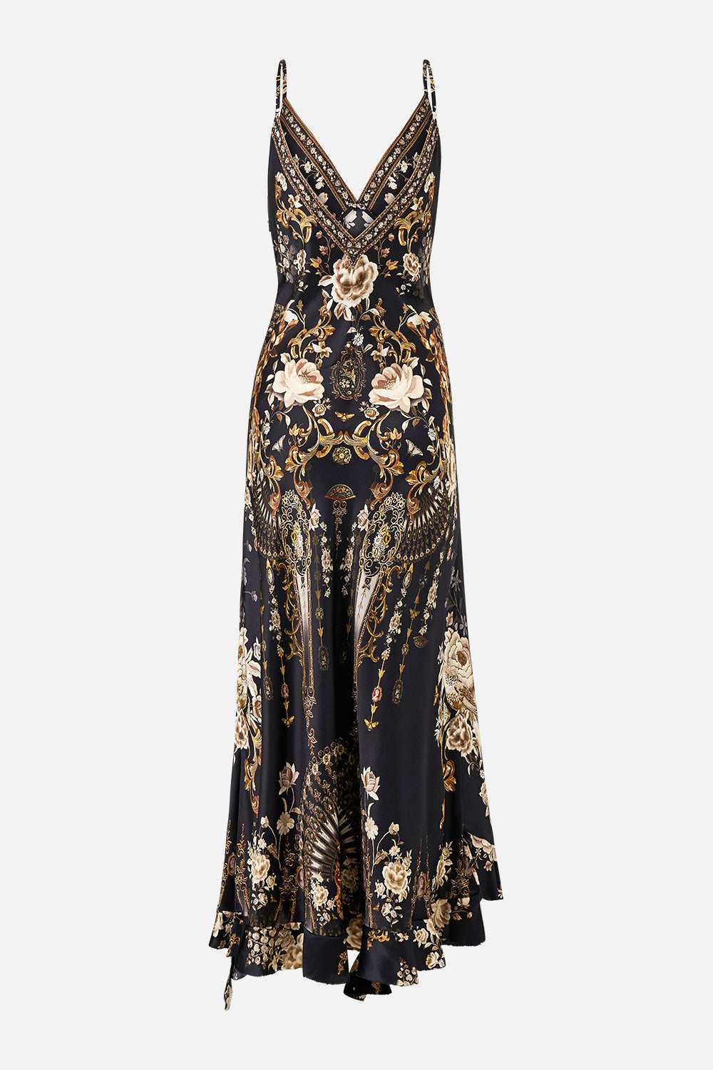 BIAS SLIP DRESS WITH FRILL HEM FLAMENCO FOLKLORE