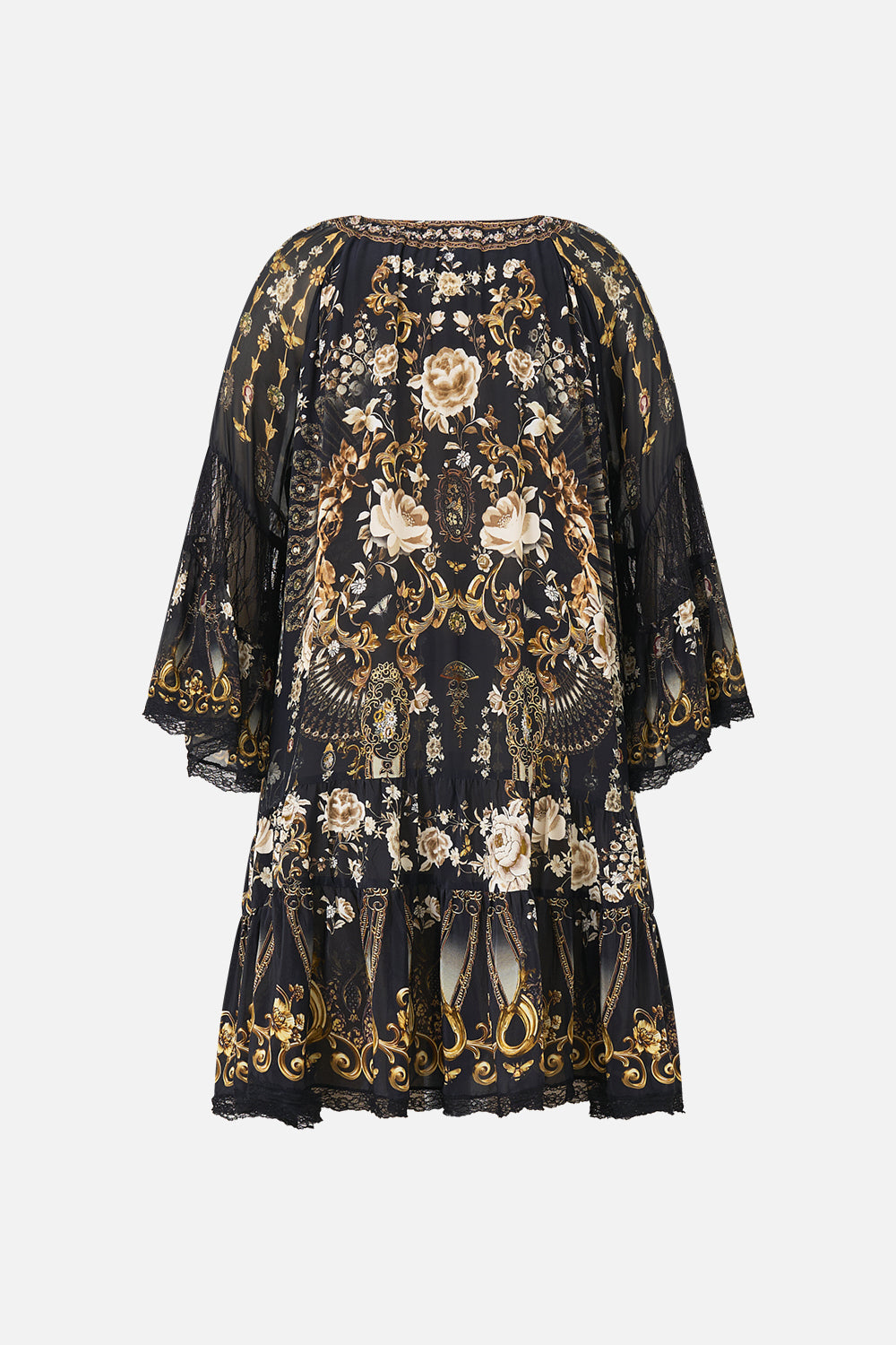 A-LINE GATHERED PANEL DRESS FLAMENCO FOLKLORE