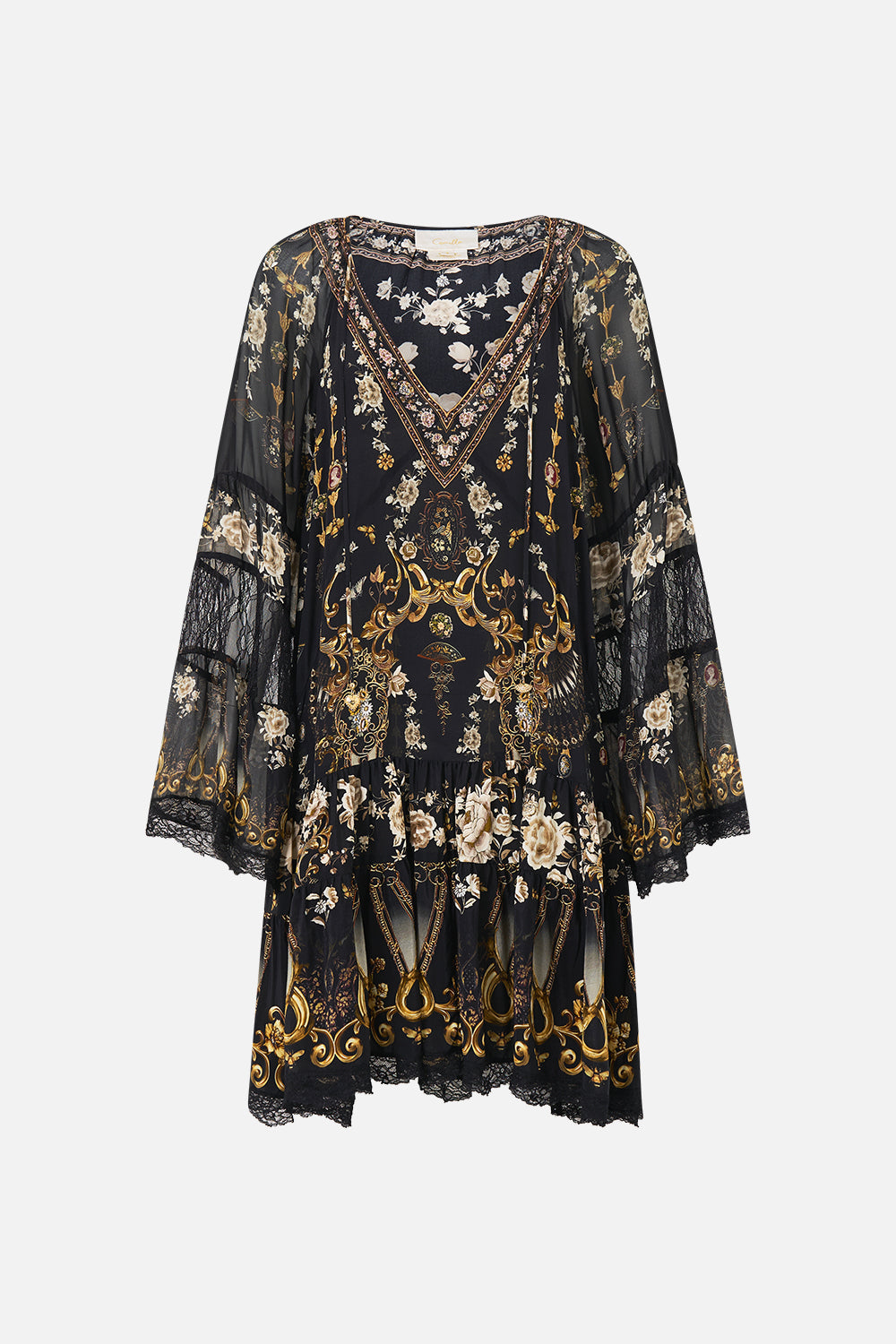 A-LINE GATHERED PANEL DRESS FLAMENCO FOLKLORE