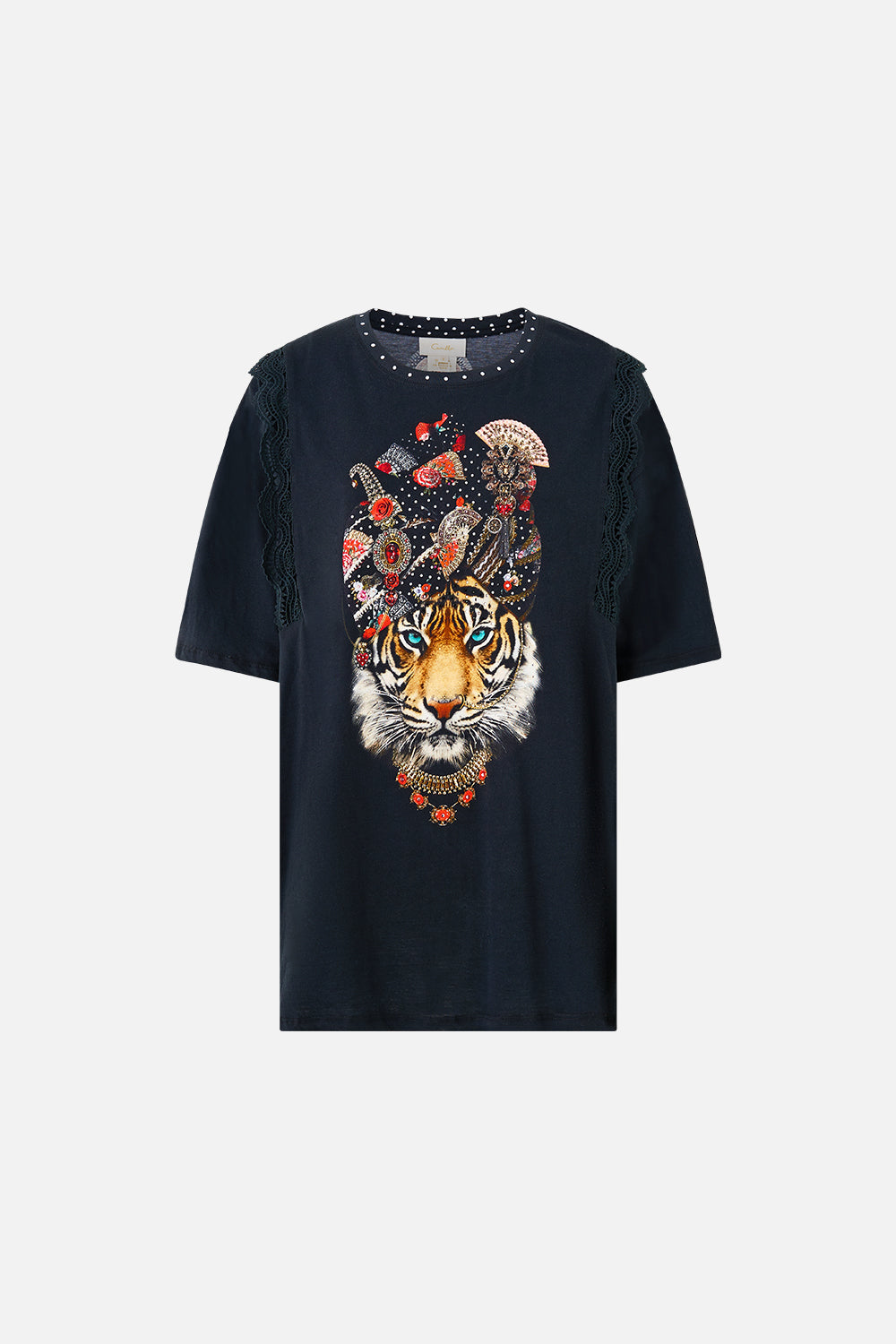 OVERSIZED TEE WITH LACE TRIM DAUGHTERS OF DUENDE