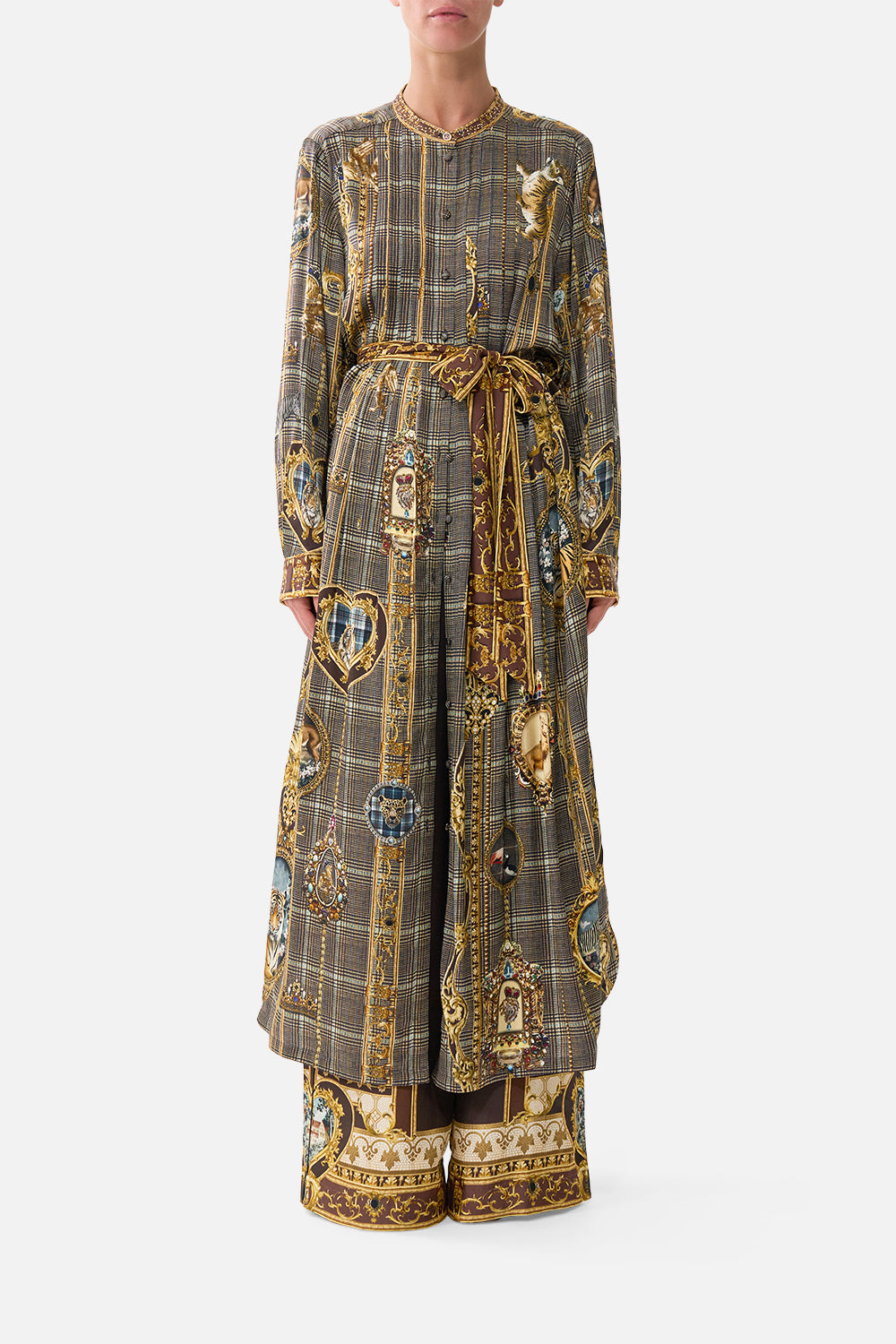 The CAMILLA MIDI SHIRT DRESS WITH PINTUCKS ANIMALS IN THE PALACEANIMALS IN THE PALACE