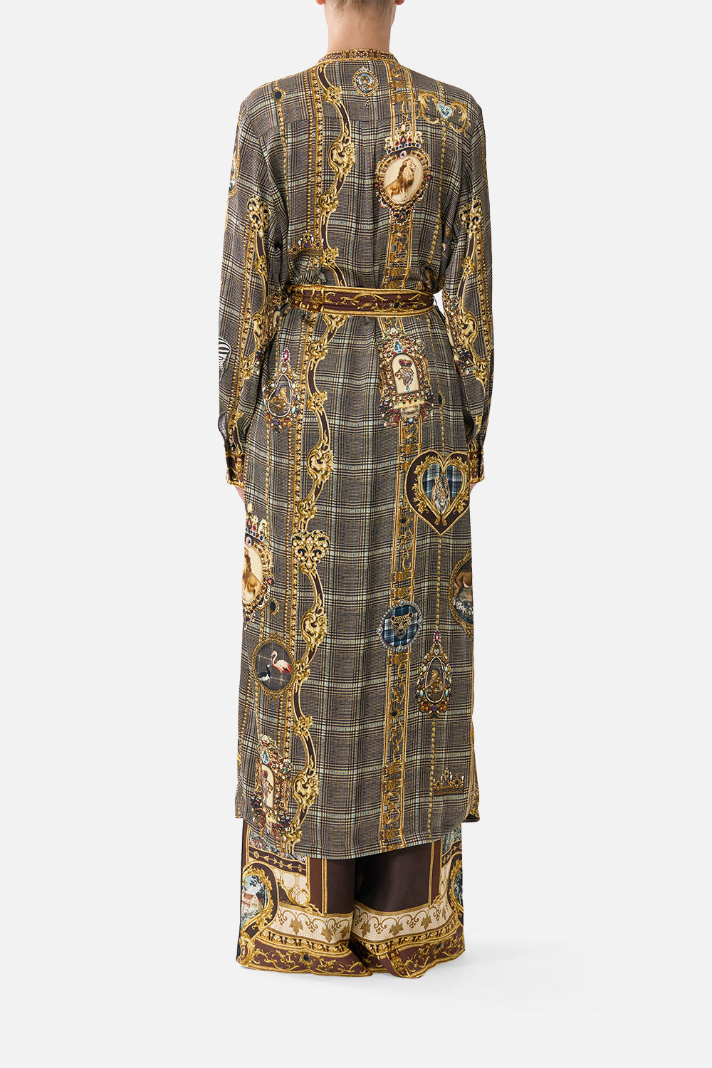 The CAMILLA MIDI SHIRT DRESS WITH PINTUCKS ANIMALS IN THE PALACE