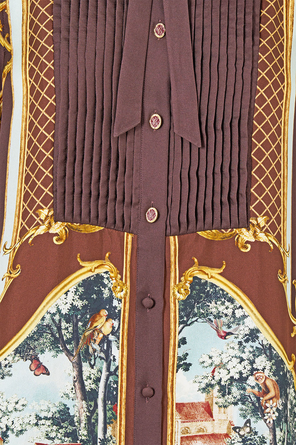 The CAMILLA Collared Shirt Dress With Pintucks Animals In The Palace in our Animals In The Palace print.