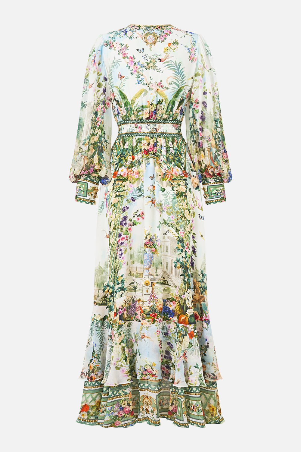 The CAMILLA BUTTON FRONT MIDI SHIRT DRESS DANDELION SKIES in our  print.