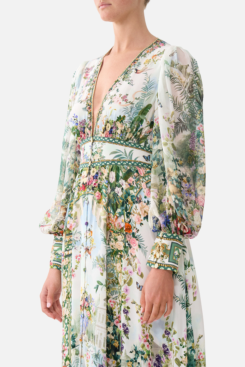 The CAMILLA Long Button Front Dress Art For The Empress in our Art For The Empress print.