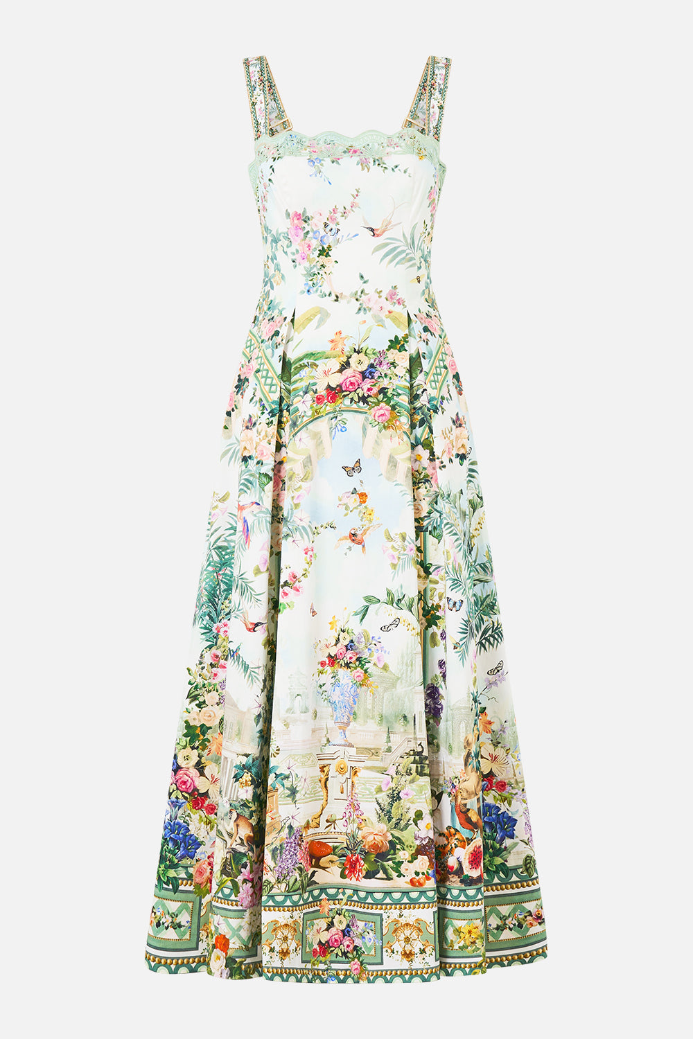The CAMILLA SHORT DRESS WITH JERSEY BODICE PALACE ZOOLOGY in our  print.