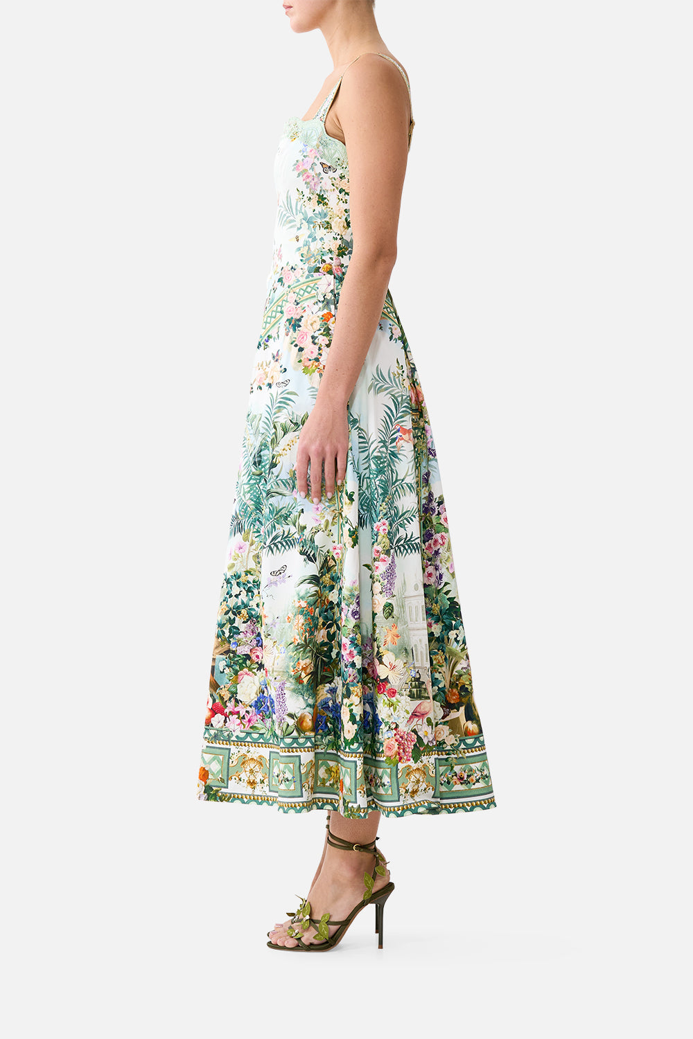 The CAMILLA SHORT DRESS WITH JERSEY BODICE PALACE ZOOLOGY in our  print.