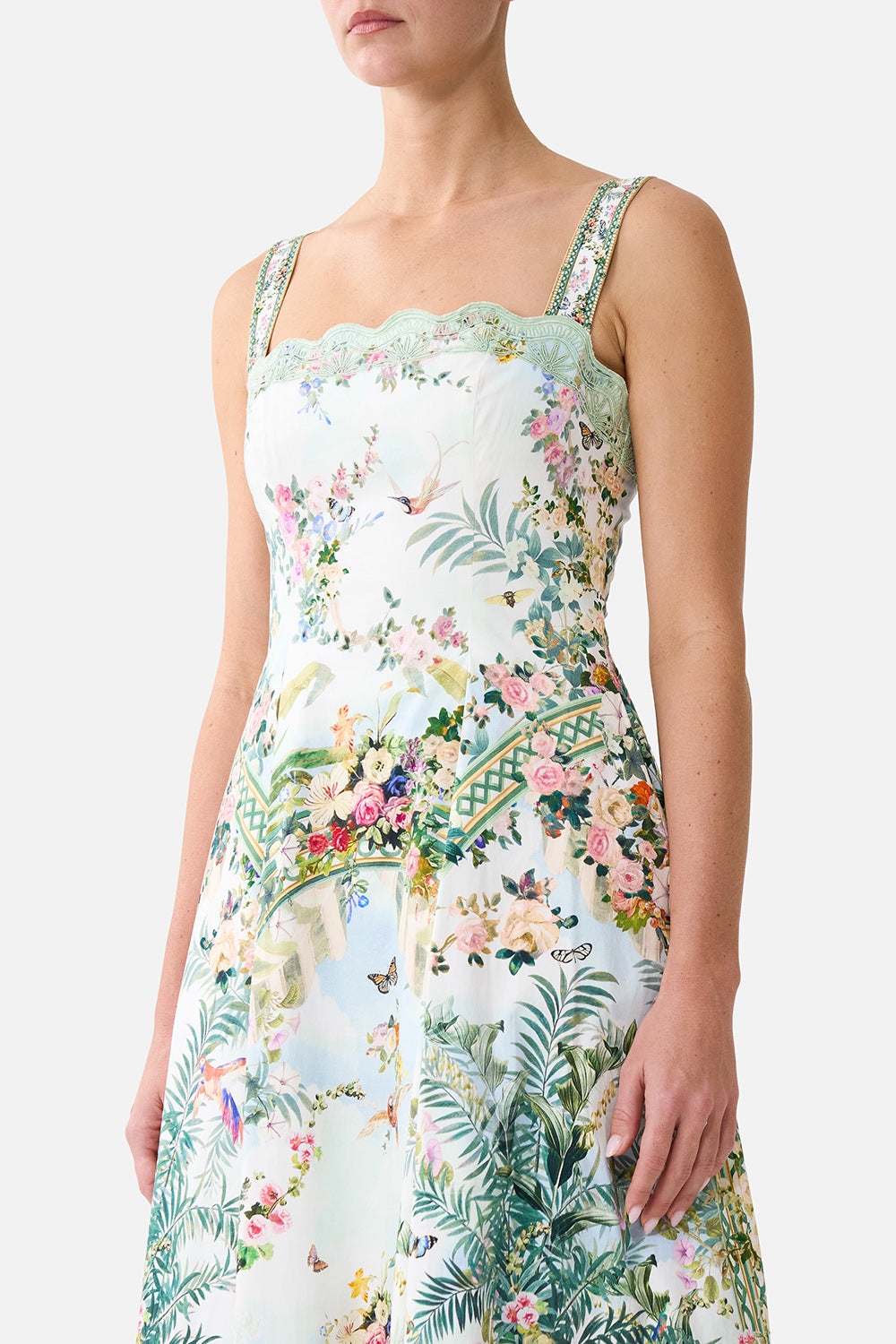 The CAMILLA SHORT DRESS WITH JERSEY BODICE PALACE ZOOLOGY in our  print.