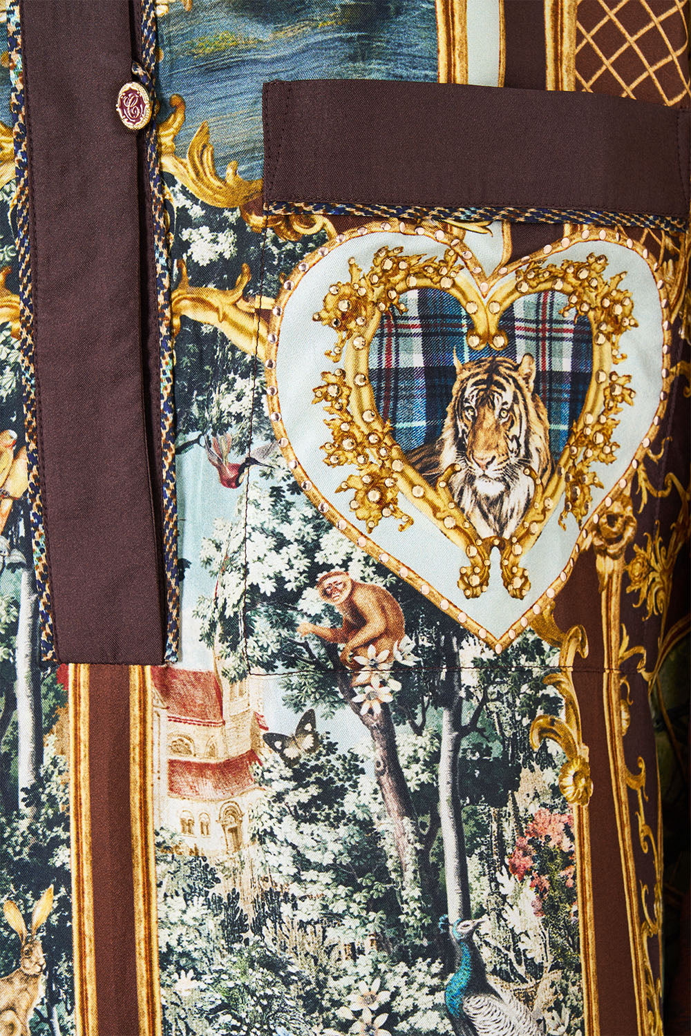 The CAMILLA RELAXED COLLARED SHIRT WITH POCKET ANIMALS IN THE PALACE