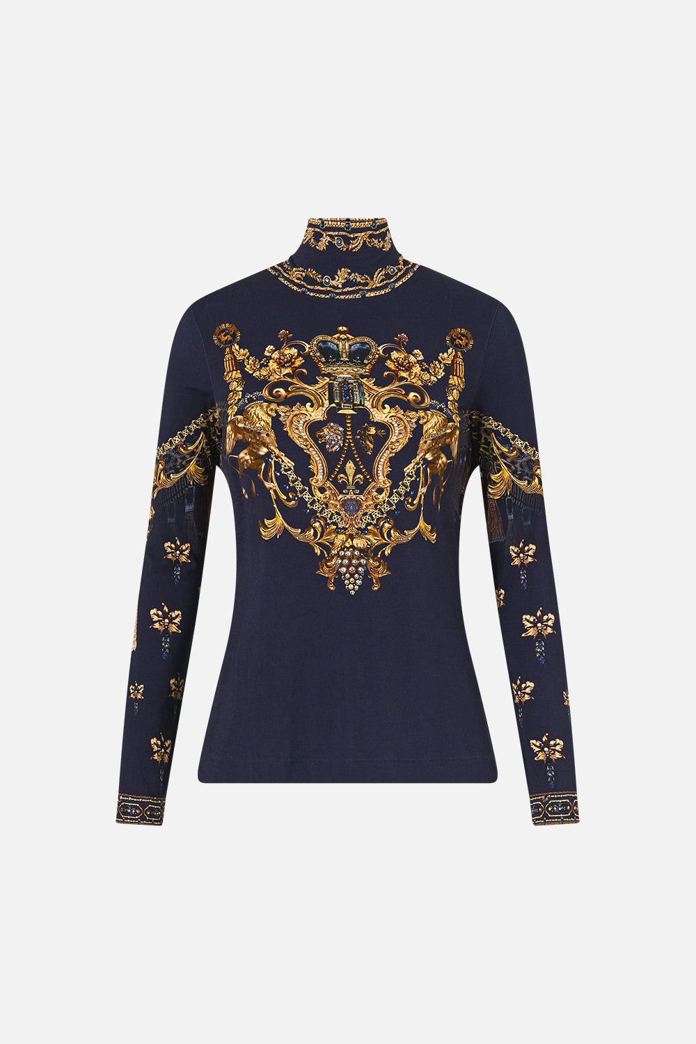 JERSEY TURTLENECK CLOAKED IN BAROQUE