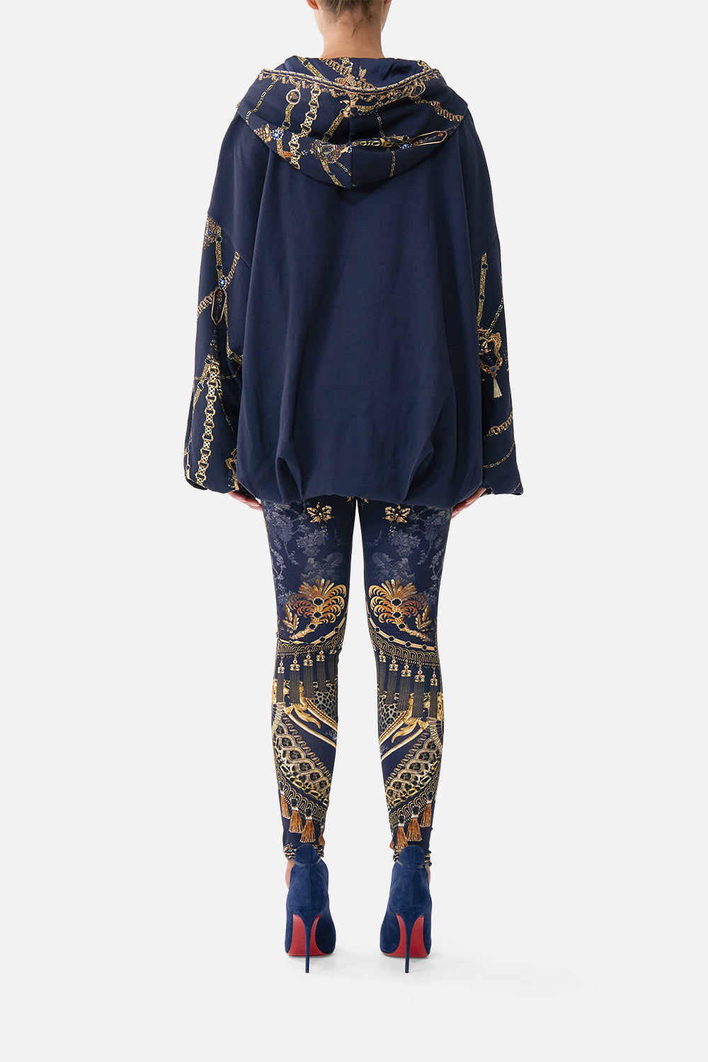 The CAMILLA Leggings in our Cloaked in Baroque print, back view on model.