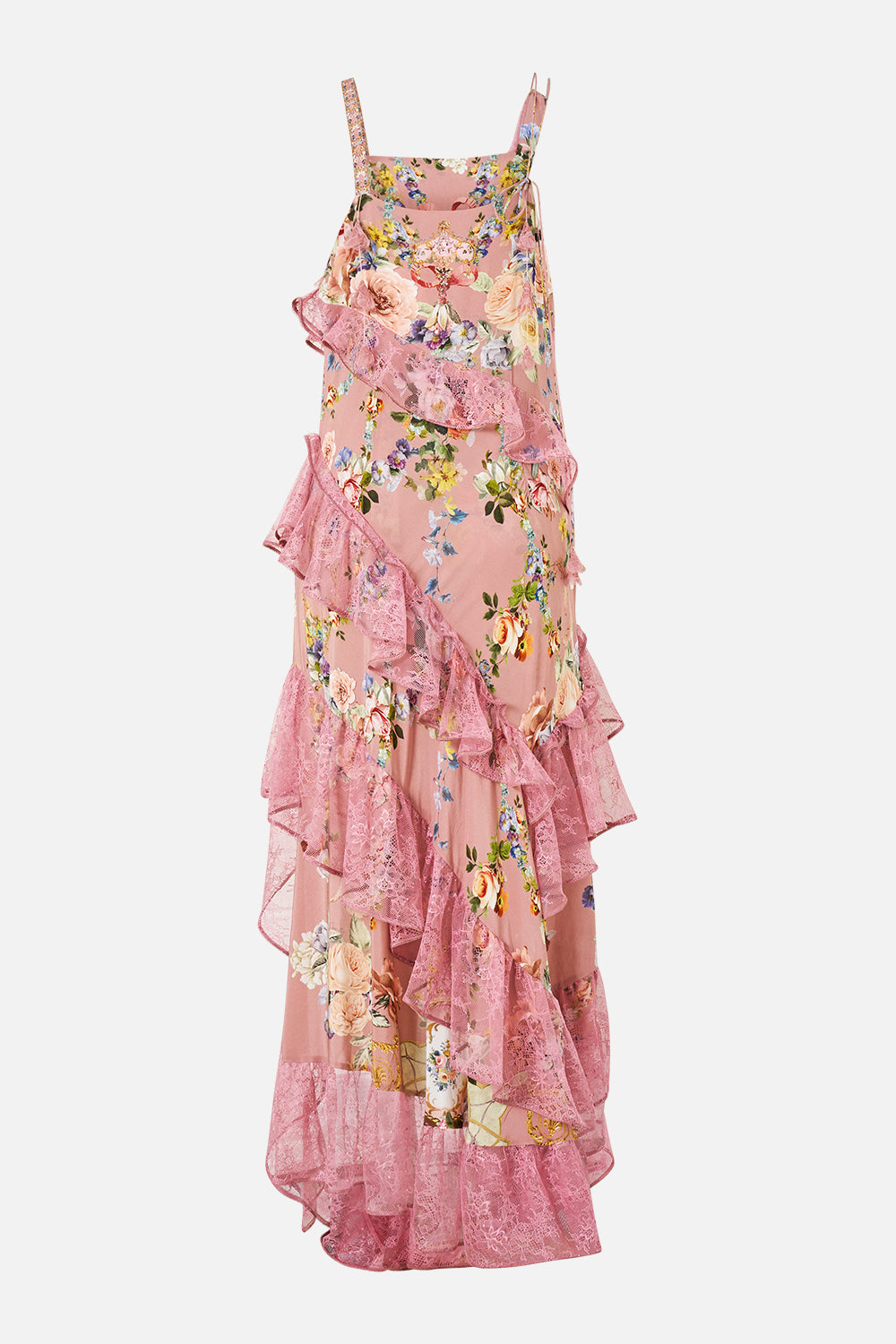 The CAMILLA ASYMMETRIC MULTI FRILL DRESS CHAMBER OF BLOOMS
