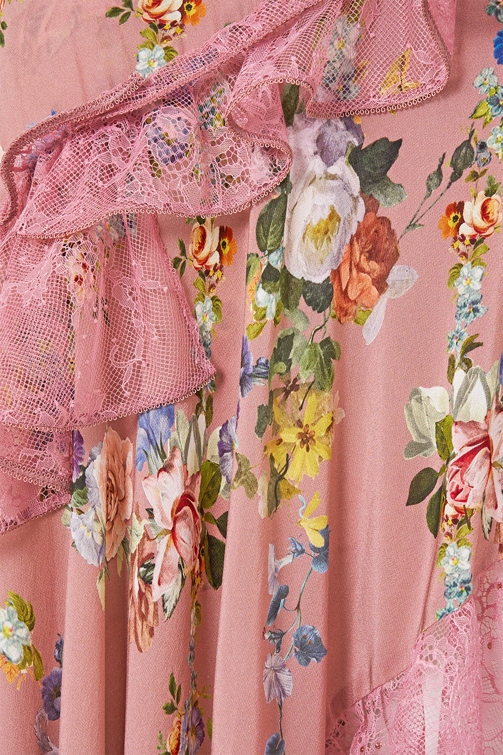 ASYMMETRIC MULTI FRILL DRESS CHAMBER OF BLOOMS