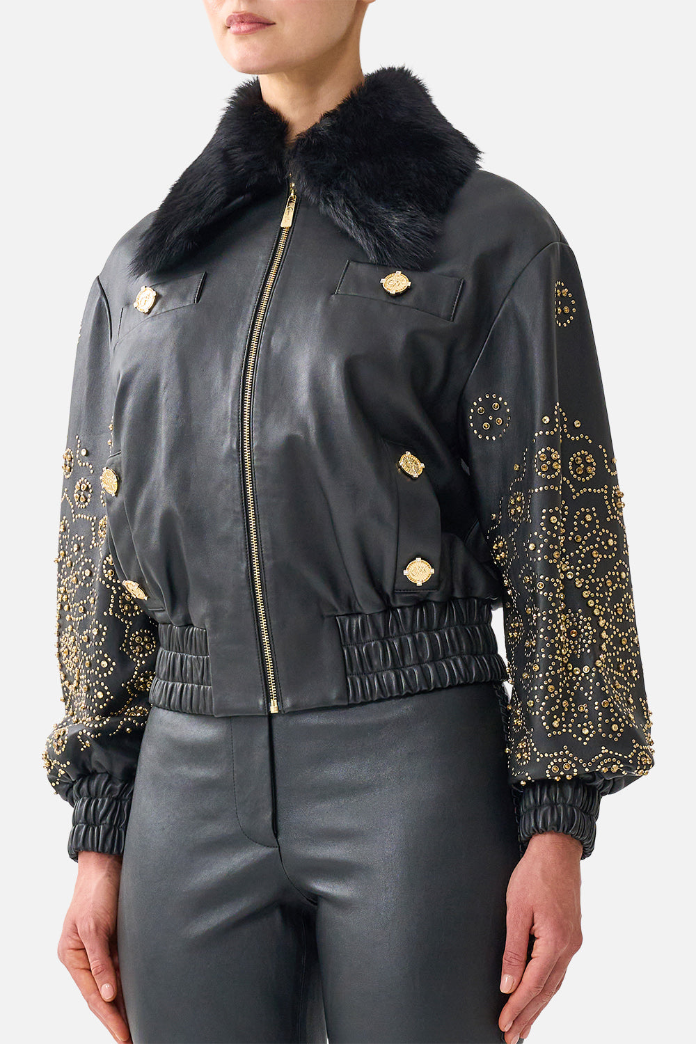 LEATHER BOMBER WITH POCKET DETAILS THE SECESSION SESSIONS