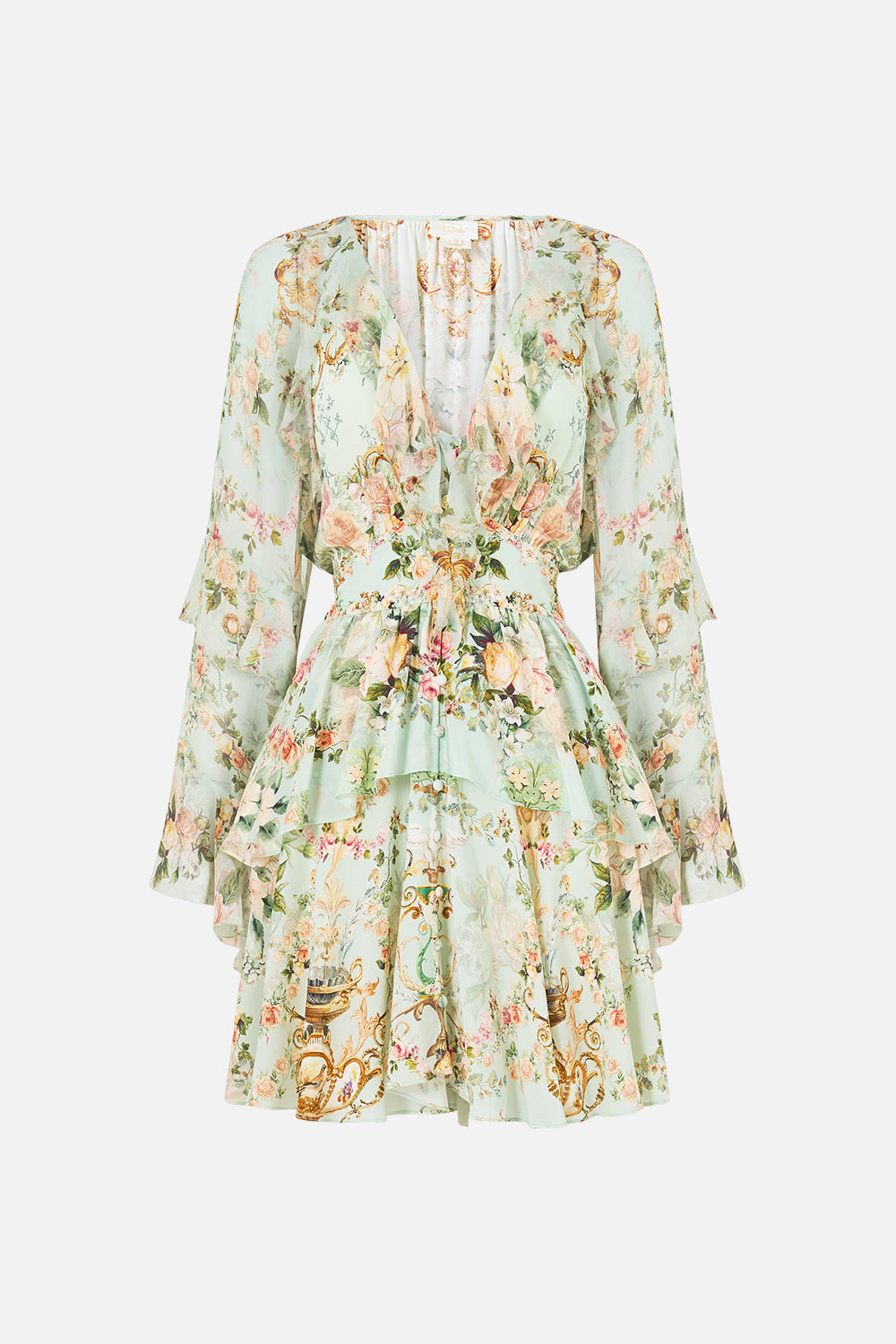 SHORT WAISTBAND DRESS WITH RUFFLE SLEEVE WILDFLOWER WUNDERLAND