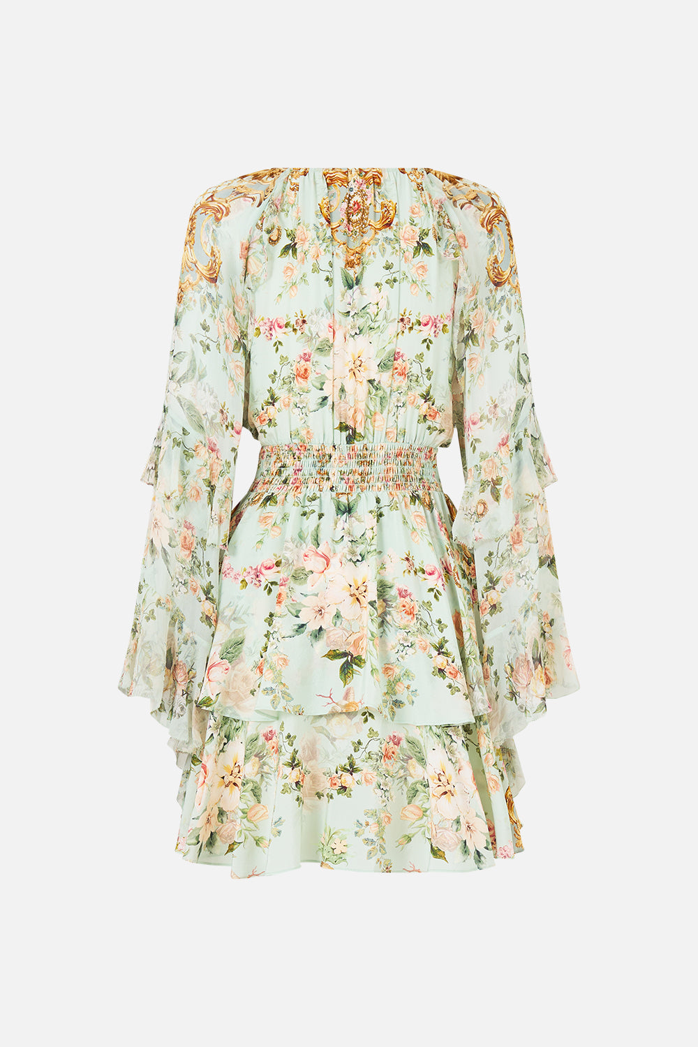 SHORT WAISTBAND DRESS WITH RUFFLE SLEEVE WILDFLOWER WUNDERLAND