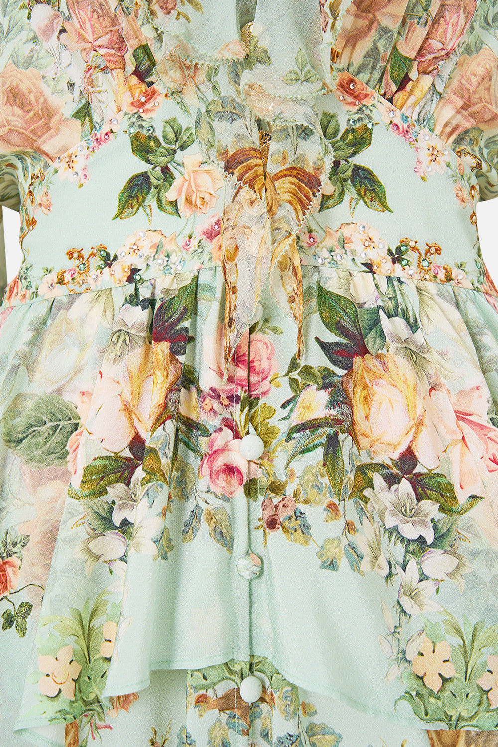 SHORT WAISTBAND DRESS WITH RUFFLE SLEEVE WILDFLOWER WUNDERLAND