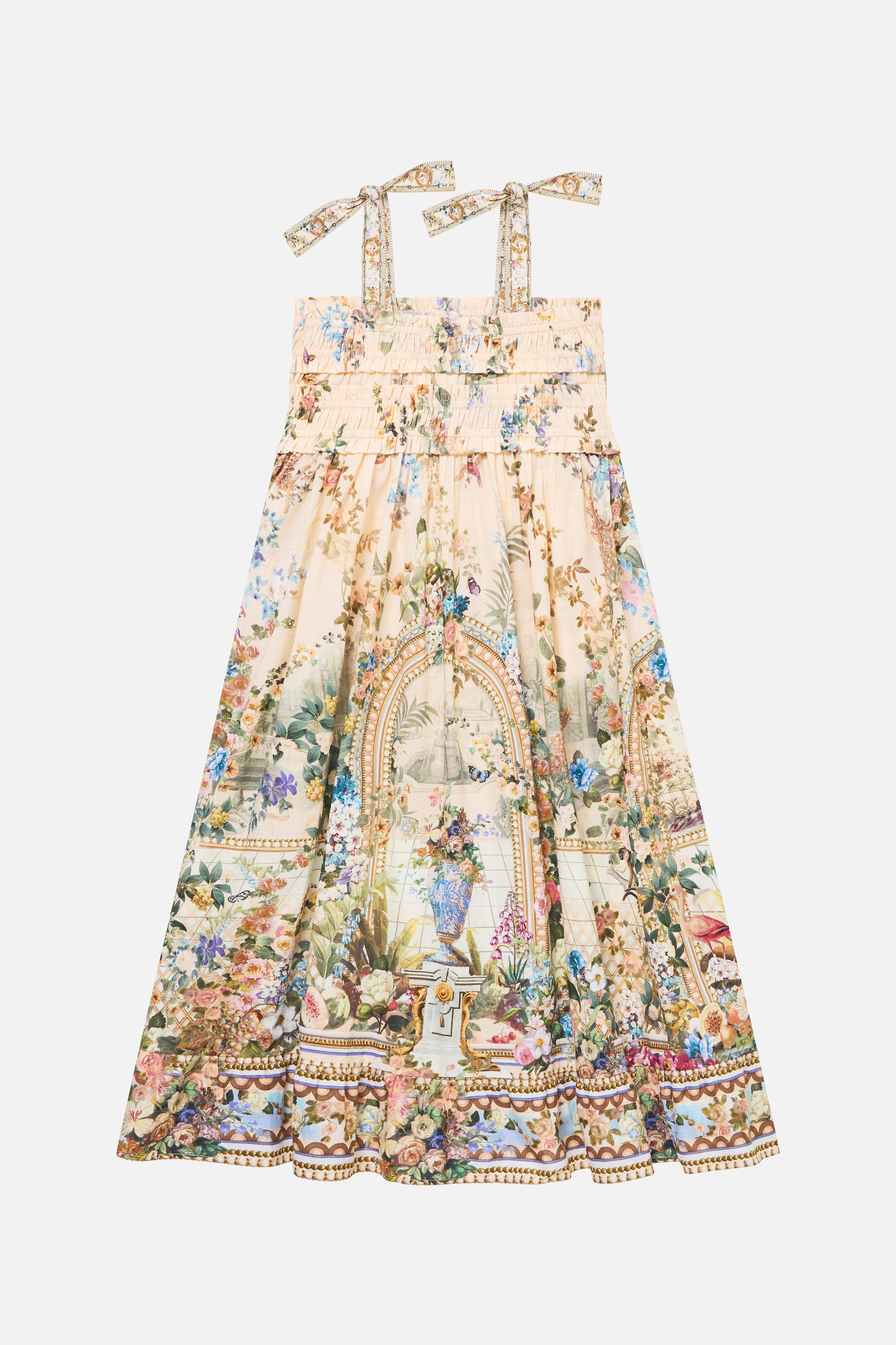KIDS SHIRRED MAXI DRESS W TIE SHOULDER MIDSUMMER MASTERPIECE