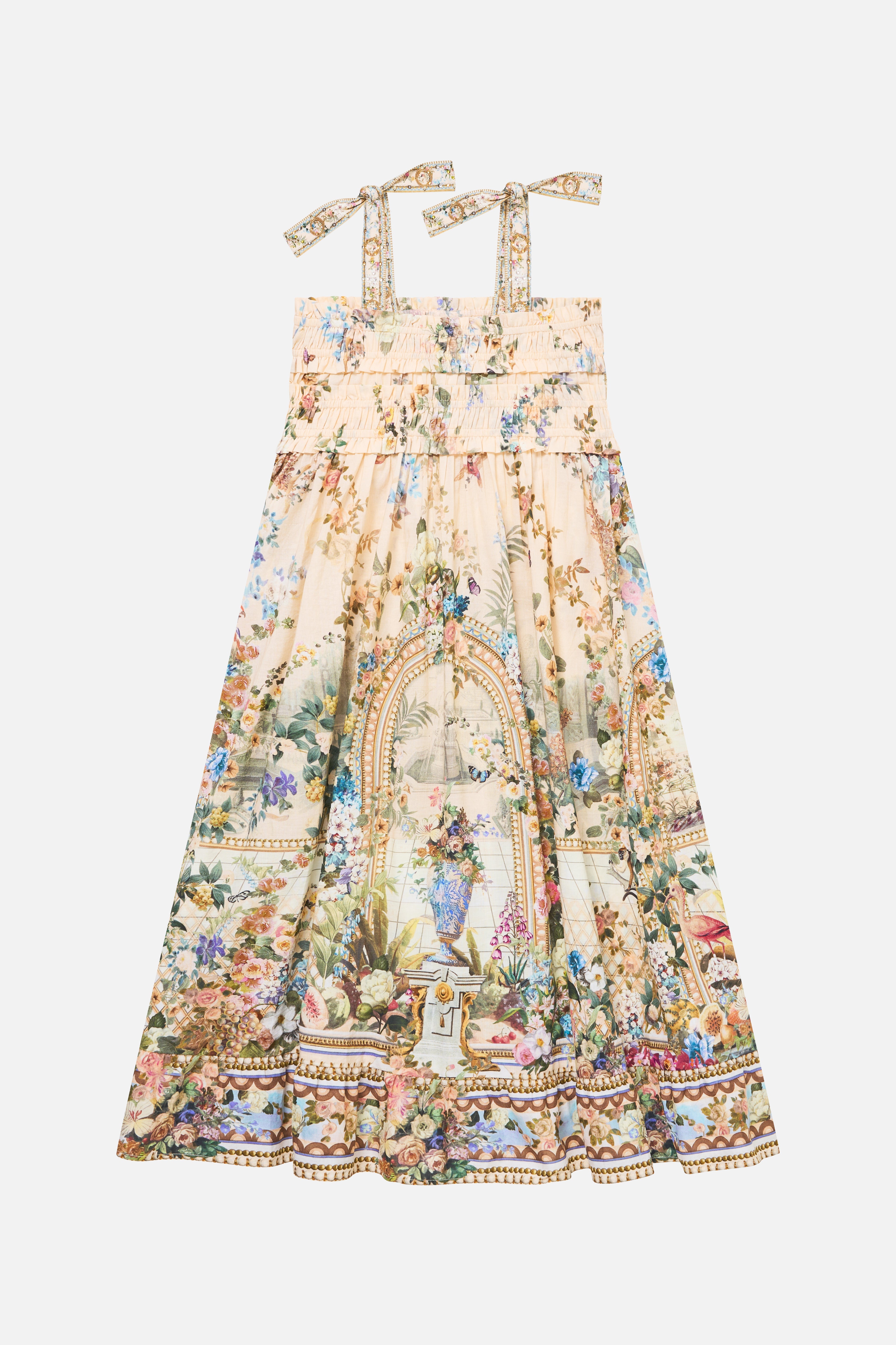 KIDS SHIRRED MAXI DRESS W TIE SHOULDER MIDSUMMER MASTERPIECE