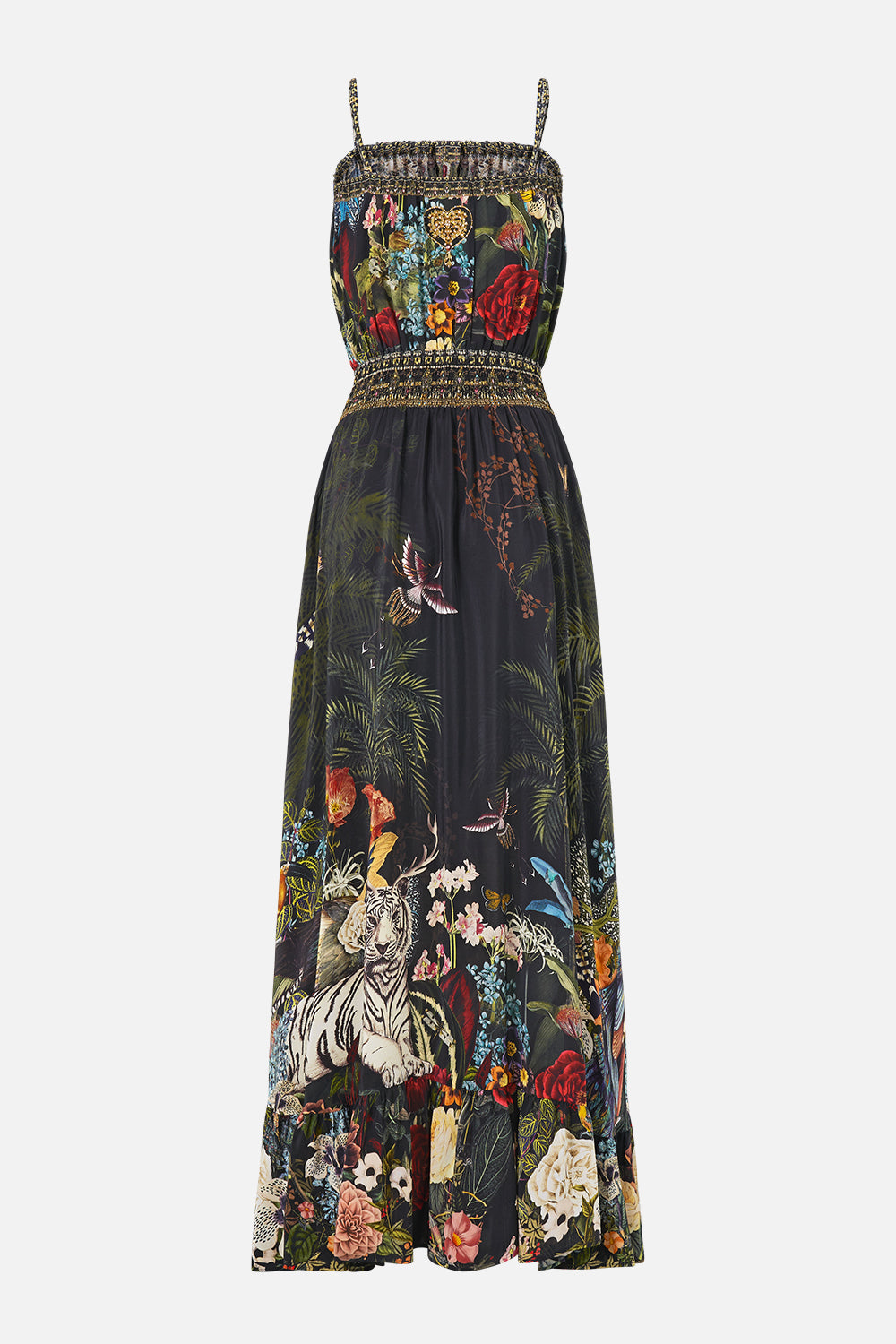 The CAMILLA Shirred Waist Long Dress Palace Zoology in our Palace Zoology print.