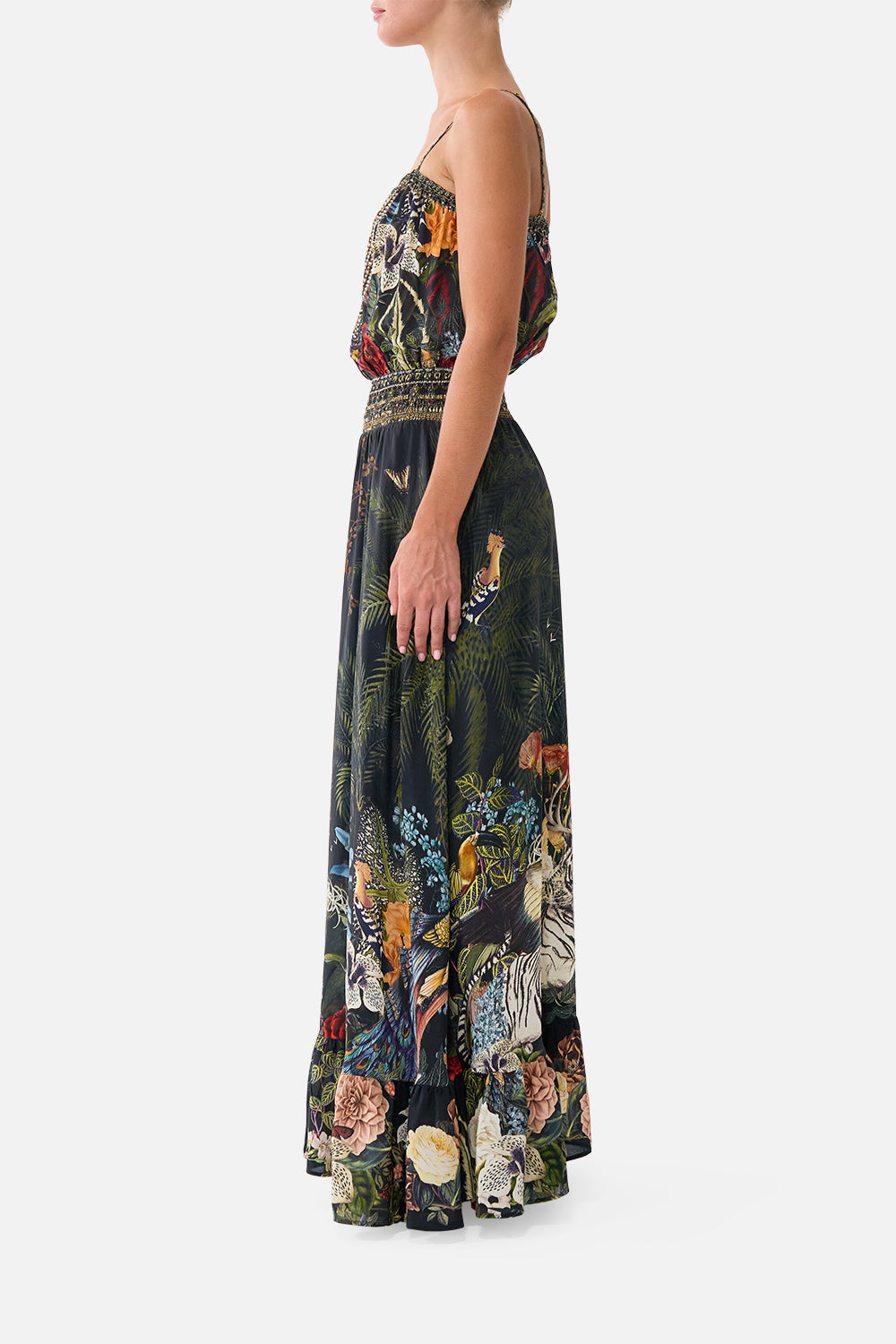 The CAMILLA Shirred Waist Long Dress Palace Zoology in our Palace Zoology print.