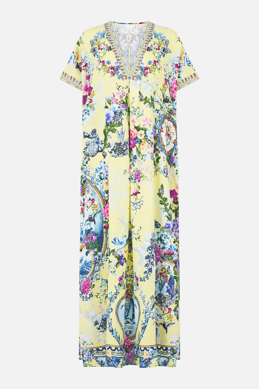The CAMILLA Front Pleat Kaftan Chinoiserie Child in our Chinoiserie Child print.