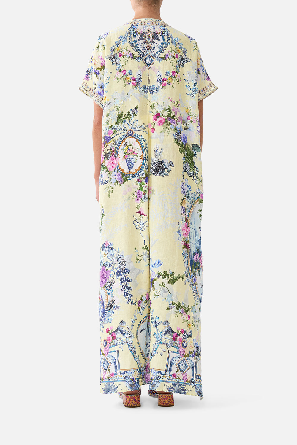 The CAMILLA Front Pleat Kaftan Chinoiserie Child in our Chinoiserie Child print.