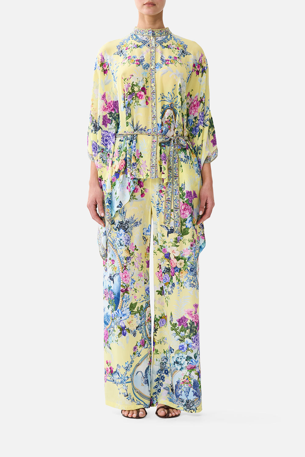 The CAMILLA Button Through Scarf Blouse Chinoiserie Child in our Chinoiserie Child print.