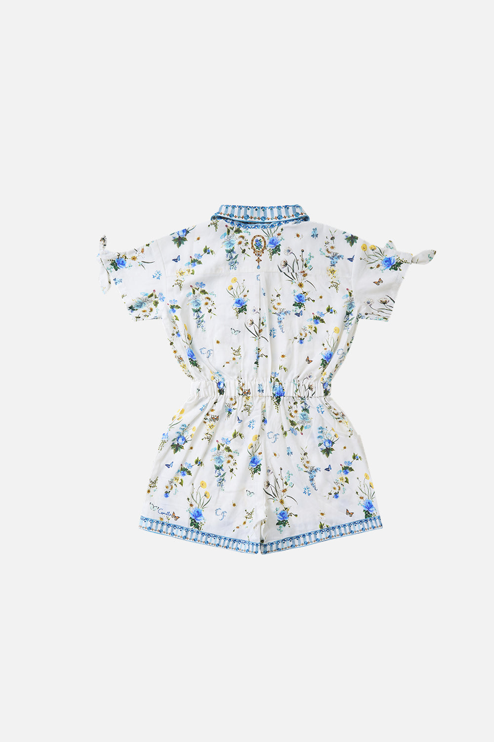 KIDS SHIRT PLAYSUIT W SHORT TIE SLEEVE DANDELION SKIES