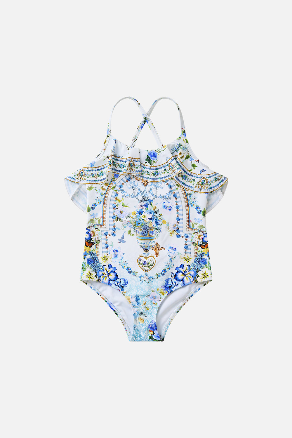 KIDS ROUND NECK ONE PIECE W FRILL NECK DANDELION SKIES