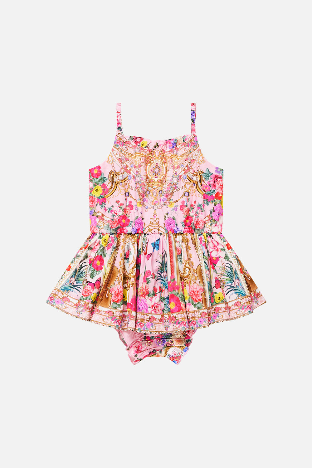 The CAMILLA Babies Jump Dress W/ Frill Neck She's No Wallflower in our She's No Wallflower print.